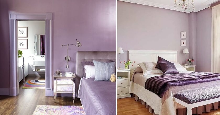 Сиреневый цвет в интерьере спальни